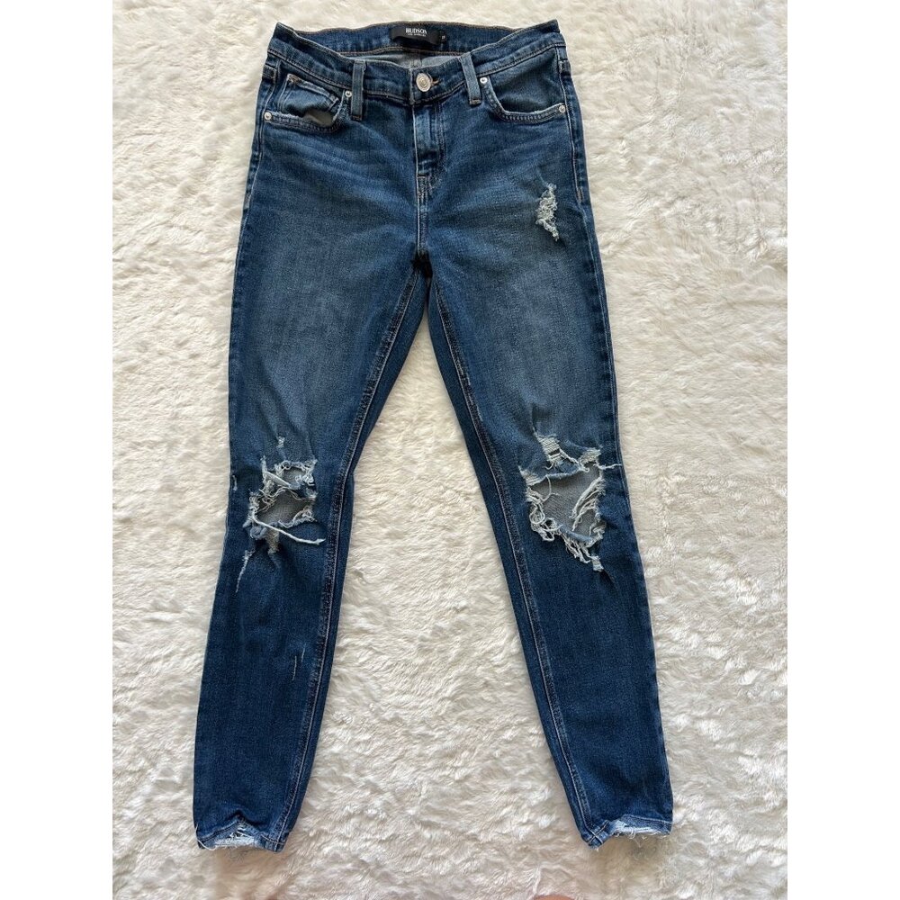 Hudson‎ Lana Boyfriend Slim Distressed Stretch Jeans Size 26 Blue Denim